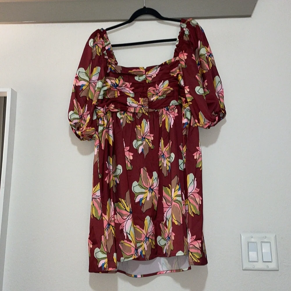 Crosby by Mollie Burch Hunter Floral Puff Sleeve Dress SZ L NWOT